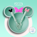 Prato Infantil Minnie com Talheres - Kit de Introdução Alimentar Disney
