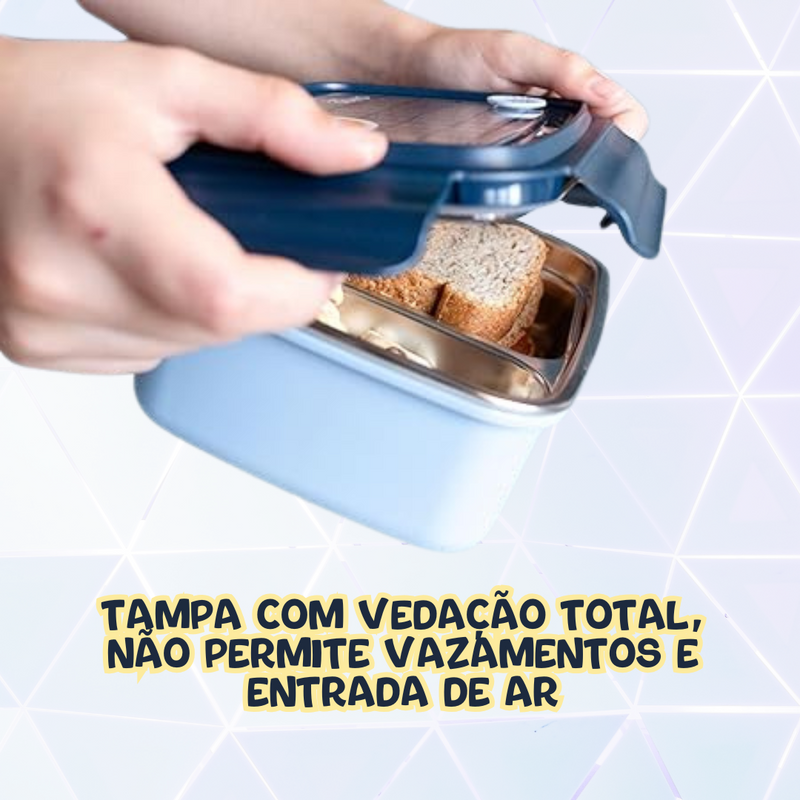 Lancheira Bento Box Inox Com Divisórias Anti Vazamento