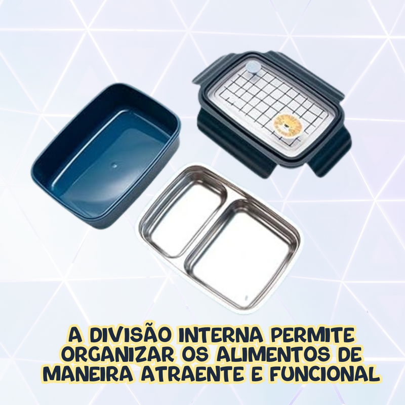 Lancheira Bento Box Inox Com Divisórias Anti Vazamento
