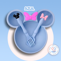 Prato Infantil Minnie com Talheres - Kit de Introdução Alimentar Disney
