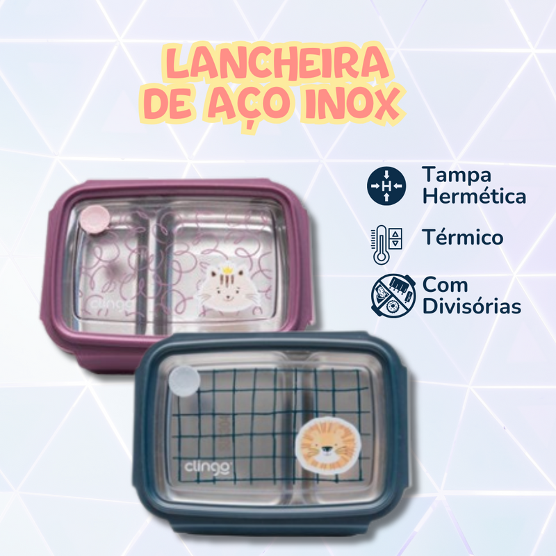 Lancheira Bento Box Inox Com Divisórias Anti Vazamento